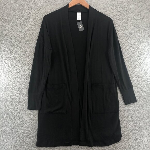 Members Mark Sweater Womens Small Black Super Soft Cardigan Open Knit Pocket NWT - Picture 1 of 9